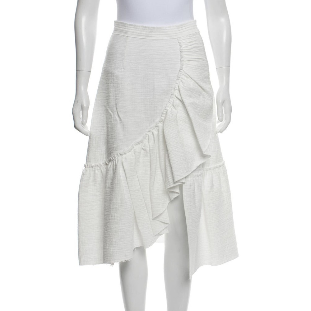 RACHEL COMEY Designer White Ruffle Midi Skirt NWT!